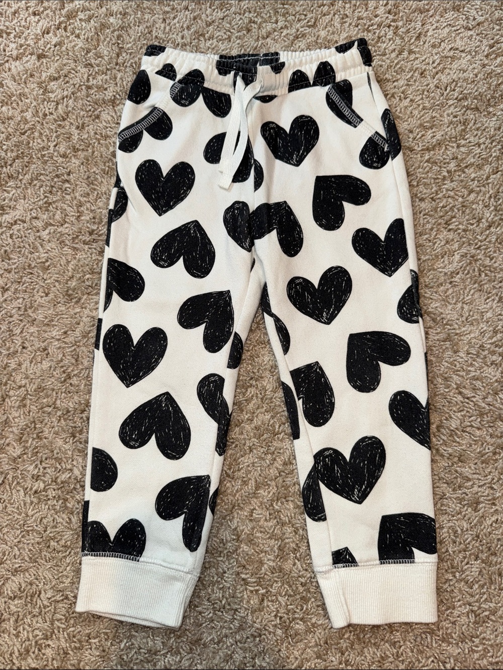 Cat & Jack Black Heart Print Joggers on White